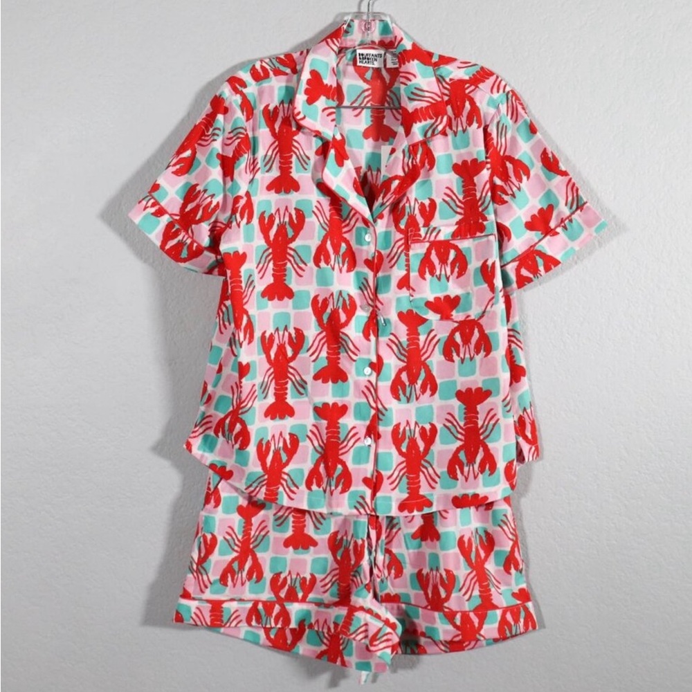 Bouffants & Broken Hearts Lobster Print 🦞 Pajama Set - NWT